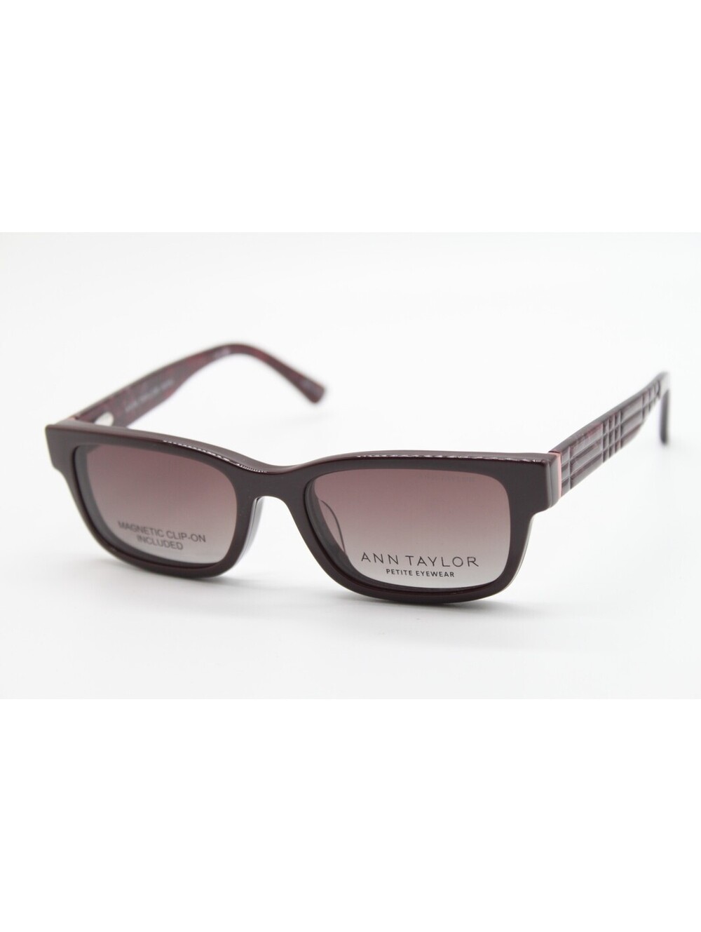 NEW ANN TAYLOR ATP833CP C02 BURGUNDY AUTHENTIC SUNGLASSES W/CLIP-ON 50-16